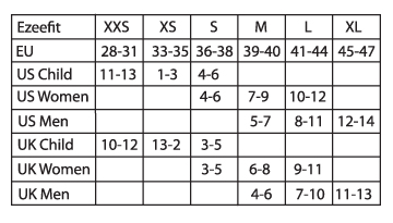 Size chart Ezeefit