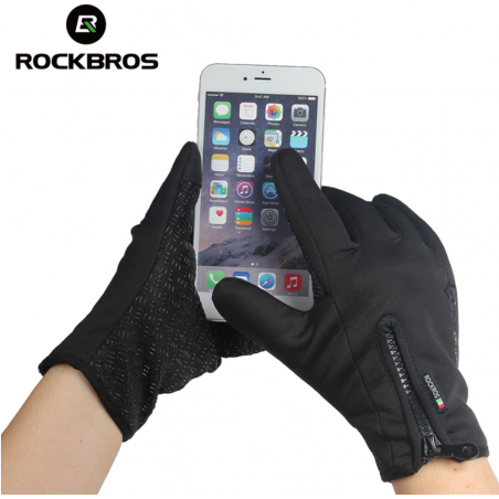 GANTS LONG MTB ROCKBROS - ZIP THERMIQUE Bleu