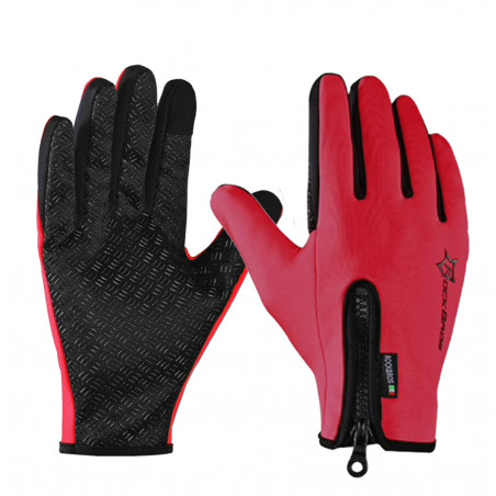 GANTS LONG MTB ROCKBROS - ZIP THERMIQUE Rouge