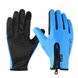 GANTS LONG MTB ROCKBROS - ZIP THERMIQUE Bleu