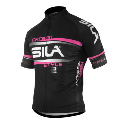 MAILLOT SILA CARBON STYLE 2 ROSE - Manches courtes