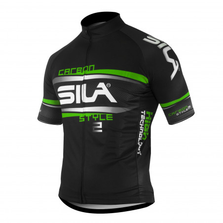 MAILLOT SILA CARBON STYLE 2 VERT - Manches courtes