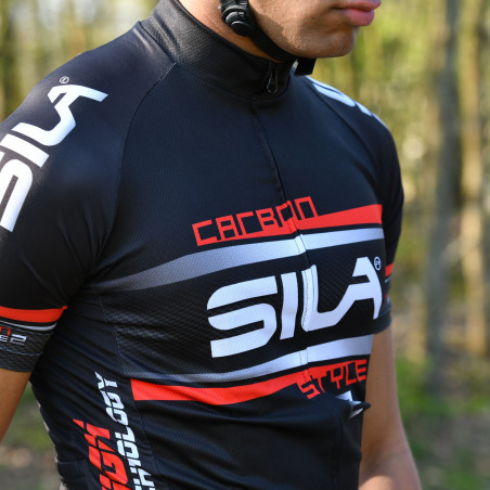 MAILLOT SILA CARBON STYLE 2 ROUGE - Manches courtes