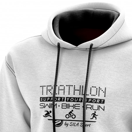 SWEAT À CAPUCHE SILA TRIATHLON SUPPORT - BLANC