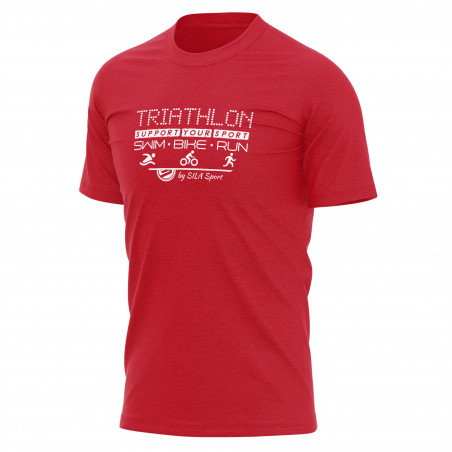 T-SHIRT SILA TRIATHLON SUPPORT ROUGE