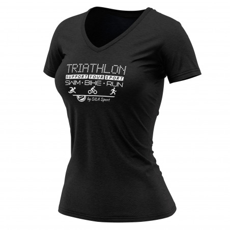 T-SHIRT SILA TRIATHLON SUPPORT NOIR - FEMME