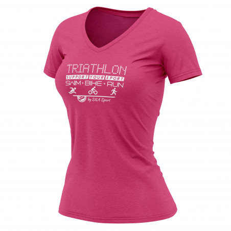 T-SHIRT SILA TRIATHLON SUPPORT ROSE - FEMME