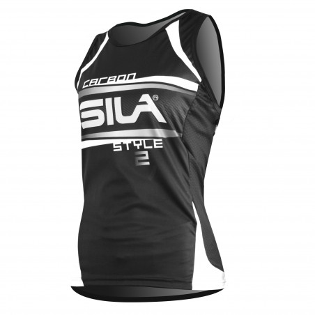 RUNNING WOMAN SLEEVELESS JERSEY SILA CARBON STYLE 2 - WHITE