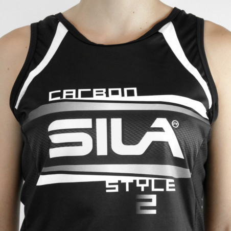 RUNNING WOMAN SLEEVELESS JERSEY SILA CARBON STYLE 2 - WHITE