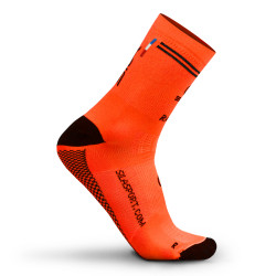 CHAUSSETTES RACING SILA - Mi-hautes ORANGE FLUO / NOIR