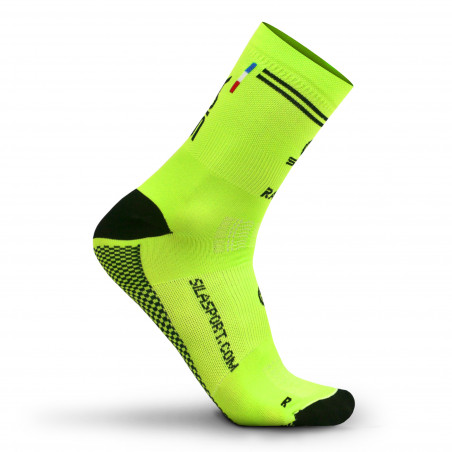 CHAUSSETTES RACING SILA - Mi-hautes JAUNE FLUO / NOIR