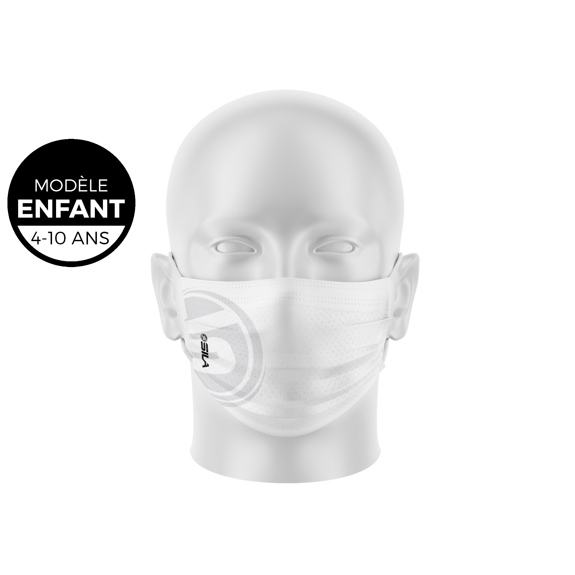 Masque tissu SILA ORIGINE BLANC Enfants - Forme Plate - Filtration