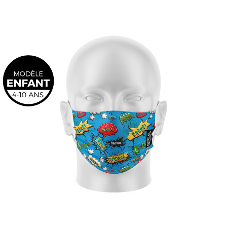 Masque de Protection SILA BANG Enfants - Forme Plate - 3 couches - Réutilisable et lavable