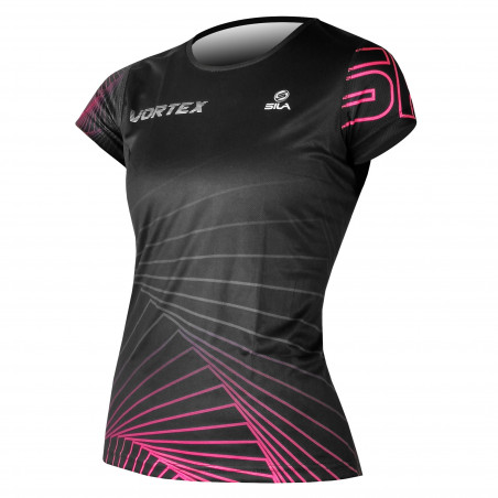 MAILLOT RUNNING FEMME VORTEX NOIR-ROSE