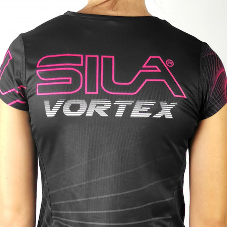 MAILLOT RUNNING FEMME VORTEX NOIR-ROSE