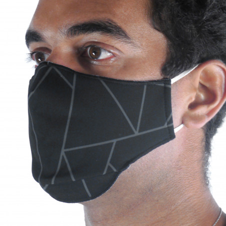 Masque de Protection SILA GLASS NOIR - Forme Ergo - 2 couches - Réutilisable et lavable