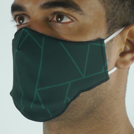 Masque de Protection SILA GLASS VERT - Forme Ergo - 2 couches - Réutilisable et lavable
