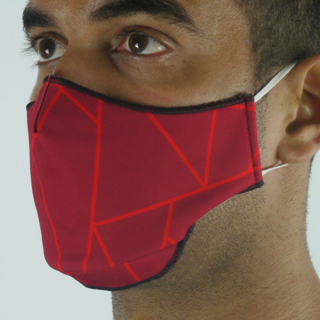 Masque de Protection SILA GLASS ROUGE - Forme Ergo - 2 couches - Réutilisable et lavable