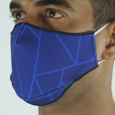 Masque de Protection SILA GLASS BLEU - Forme Ergo - 2 couches - Réutilisable et lavable