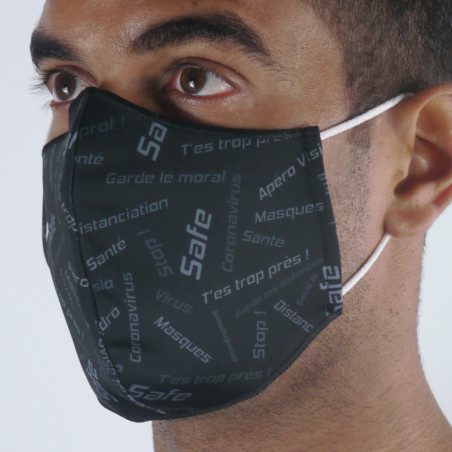 Masque de Protection SILA SAFE NOIR - Forme Coquille - 2 couches - Réutilisable et lavable