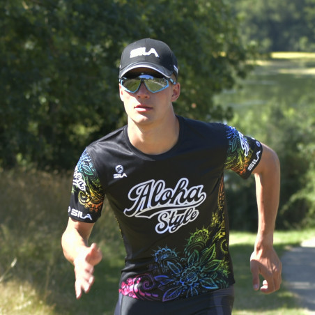 MAILLOT RUNNING HOMME SILA ALOHA STYLE - NOIR MULTICOLOR