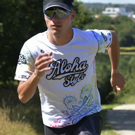 MAILLOT RUNNING HOMME SILA ALOHA STYLE - BLANC MULTICOLOR