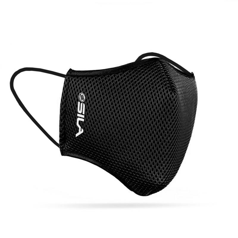 Masque tissu SILA ACTIVE SPORT NOIR - Forme Alvéolé - Filtration 4