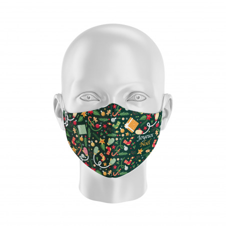 Masque tissu SILA NOEL SAPIN- Forme Ergo - Filtration 2 - UNS2