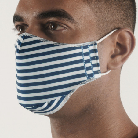 Masque tissu SILA MARINIERE BLEU - Forme Ergo - Filtration 2 - UNS2