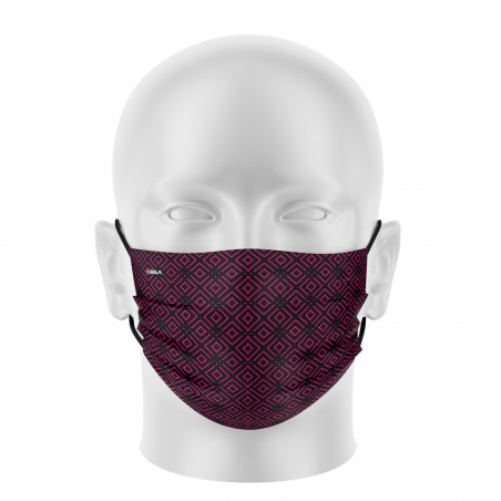 Masque tissu femme SILA ELEGANCE NOIR / ROSE - Forme Plate - Filtration 1 - UNS1