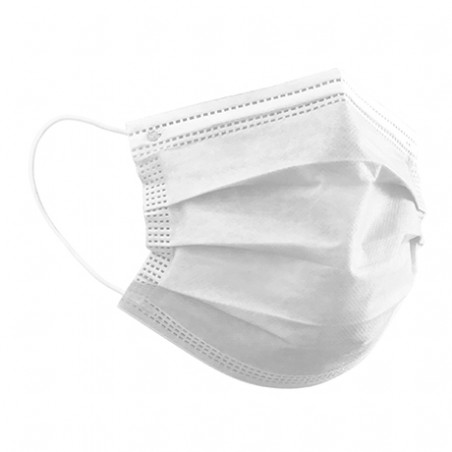 BOITE (50 pcs) Masque CHIRURGICAL ADULTE BLANC - 3 couches - jetable