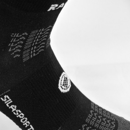 CHAUSSETTES RACING SILA - Courtes NOIR / BLANC