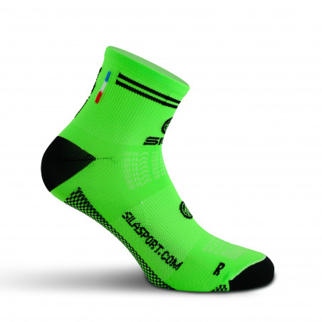 CHAUSSETTES RACING SILA - Courtes VERT FLUO / NOIR