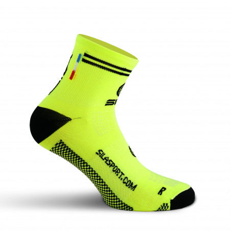 CHAUSSETTES RACING SILA - Courtes JAUNE FLUO / NOIR