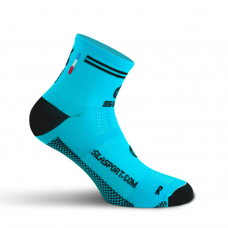 CHAUSSETTES RACING SILA - Courtes BLEU CYAN / NOIR