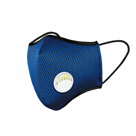 Masque tissu SILA ACTIVE SPORT BLEU avec VALVE - Forme Alvéolé - Filtration 4