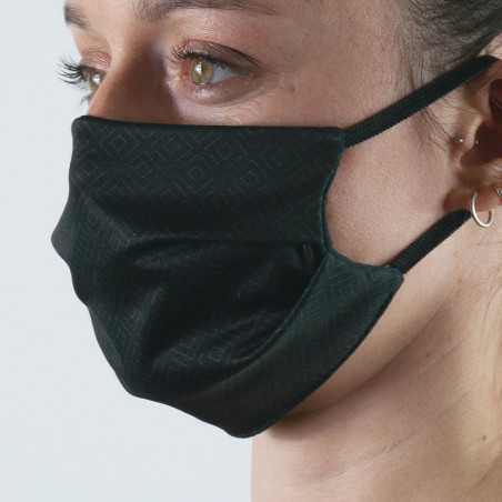 Masque tissu femme SILA ELEGANCE NOIR / DORE - Forme Plate - Filtration 1 - UNS1
