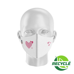 Masque tissu SILA HEART BLANC - Forme Coquille - Filtration 1 - UNS1
