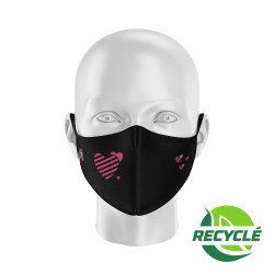 Fabric Mask SILA HEART BLACK - Shell Shape - Filtration 1 - UNS1