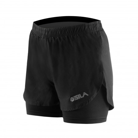 RUNNING  SHORT 2 IN 1 SILA PRIME WOMEN - BLACK