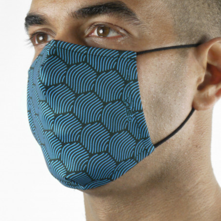 Masque tissu SILA WAVE CYAN - Forme Coque - Filtration 1 - UNS1