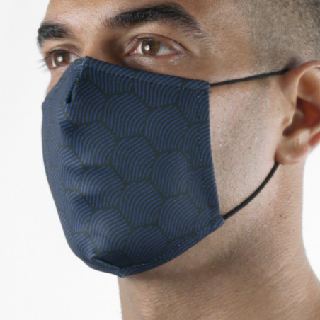 Fabric Mask SILA WAVE BLUE NAVY - Shell Shape - Filtration 1 - UNS1