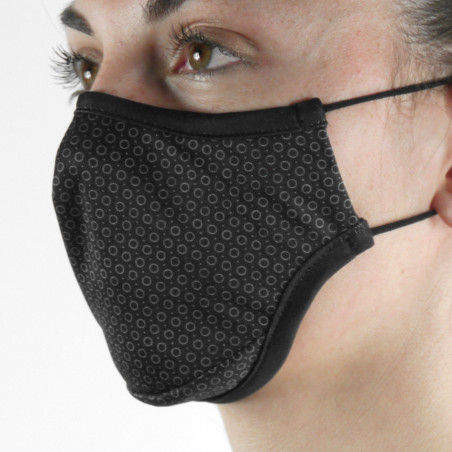 Fabric Mask SILA CIRCLE BLACK ADJUSTABLE - Ergo Shape - Filtration 1 - UNS1