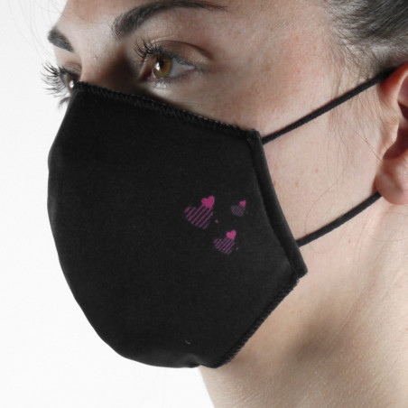 Fabric Mask SILA HEART BLACK - Shell Shape - Filtration 1 - UNS1