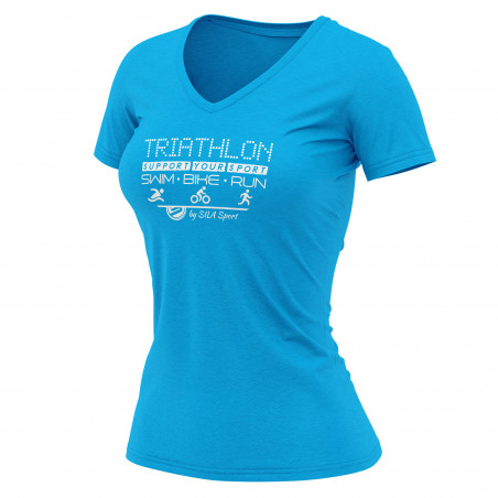 T-SHIRT SILA TRIATHLON SUPPORT CYAN - FEMME