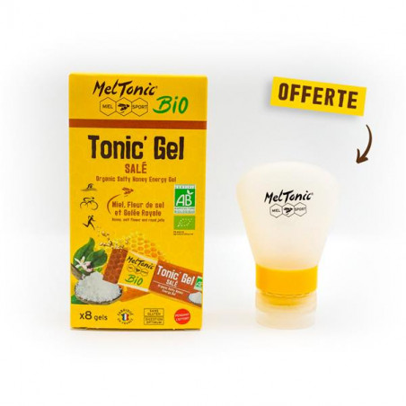 BOX 8 MELTONIC ENERGY GEL - Honey, Fleur de sel &royal jelly + 1 REFILL GEL FLASK 37ml