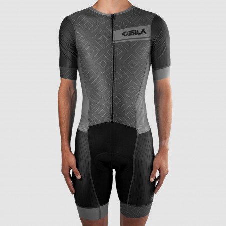 CYCLING SKINSUIT SILA CLASSY STYLE GREY - Short sleeves