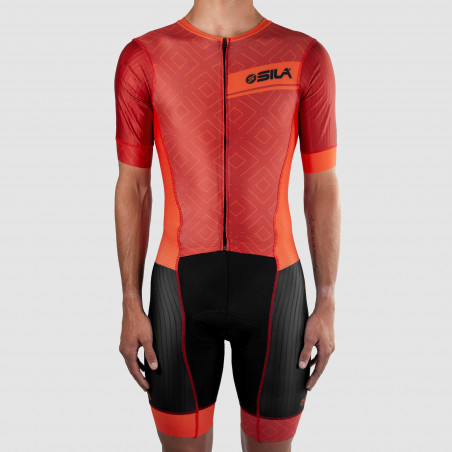 CYCLING SKINSUIT SILA CLASSY STYLE RED - Short sleeves