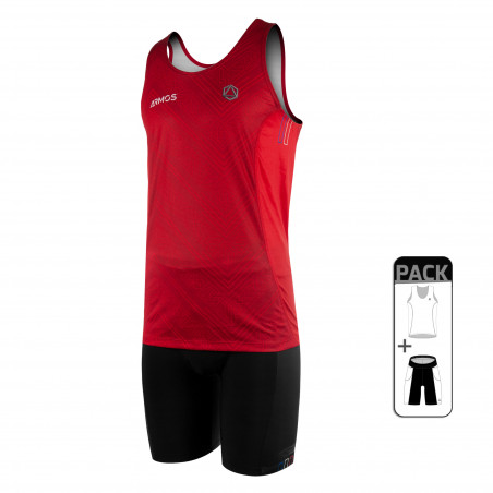 MAN TANK TOP RUNNING SUMMER PACK - ARMOS LEGEND RED