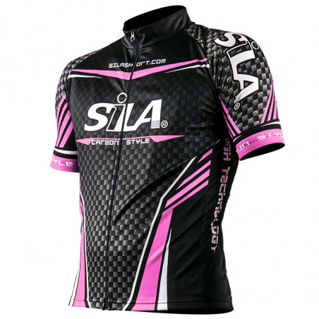 MAILLOT CARBON STYLE ROSE - Manches Courtes